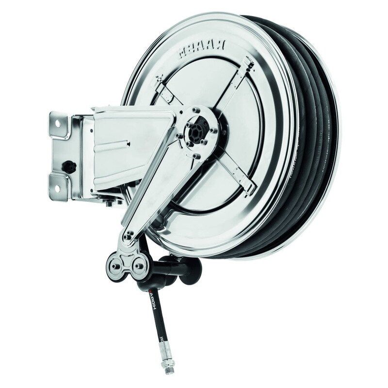 FOMA IPC Slangetrommel m/slange rustfritt stål | BondeKompaniet